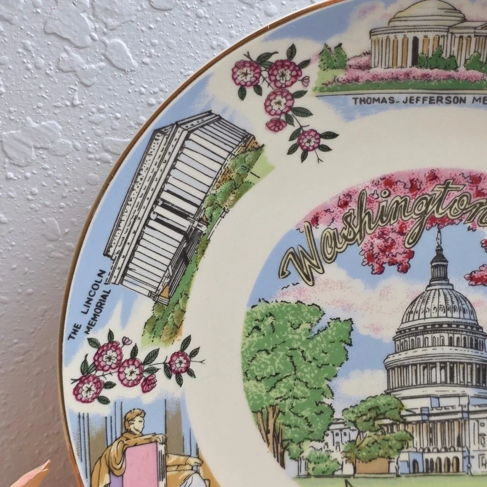 Vintage Washington DC Plate US Capitol Lincoln‎ Memorial White House Souvenir